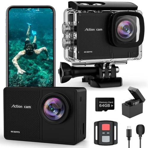 TIMNUT Action Cam 4K 60FPS, Fotocamera Subacquea 40M, 48MP con Telecomando